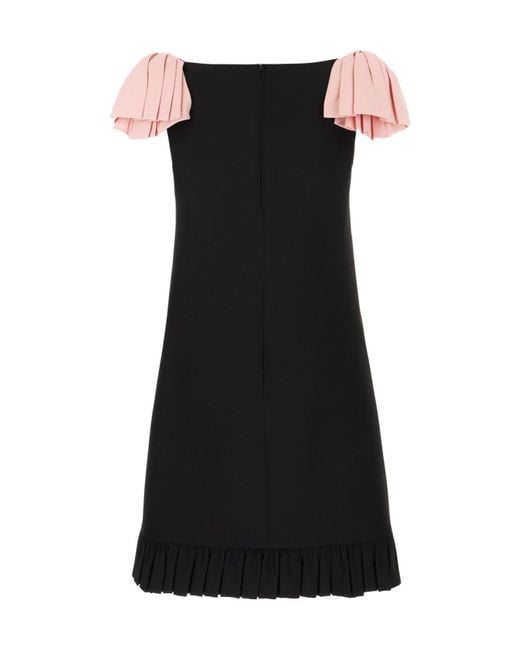 Valentino Black Crepe Couture Flared Hem Mini Dress