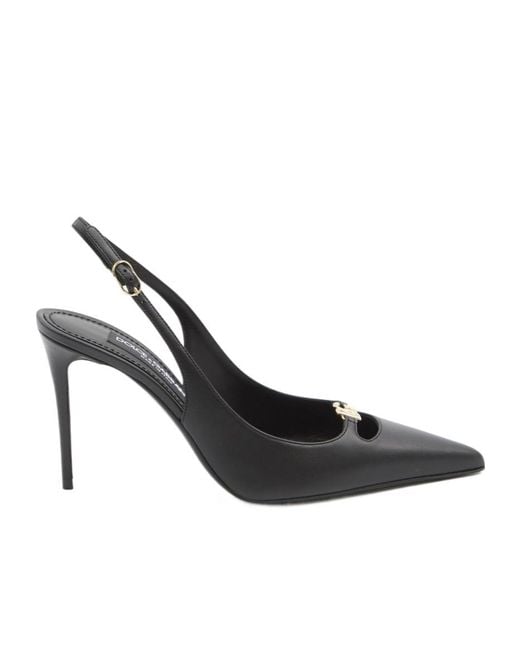 Dolce & Gabbana Metallic Pointed Toe Slingback Pumps