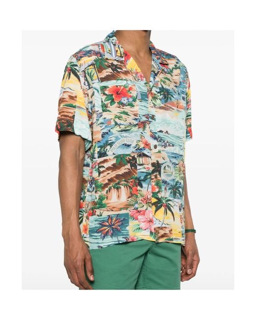 Polo Ralph Lauren Gray Light Short-Sleeved Shirt With Tropical Print for men