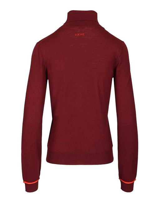 Loewe Red High Neck Knitted Jumper