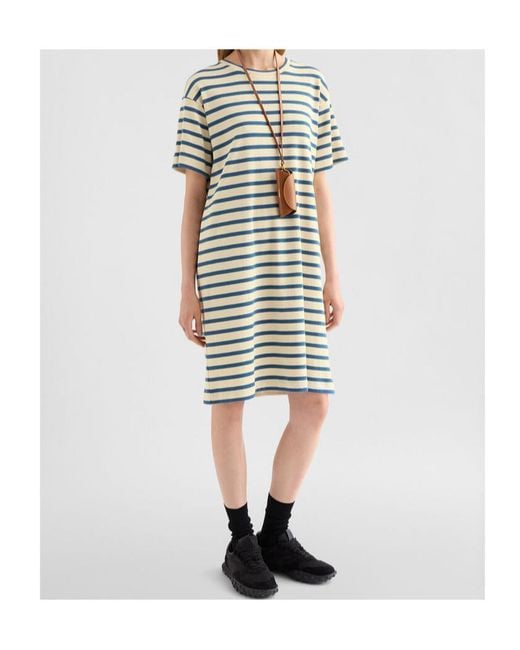 Jil Sander Gray Cotton Crew-Neck Dress