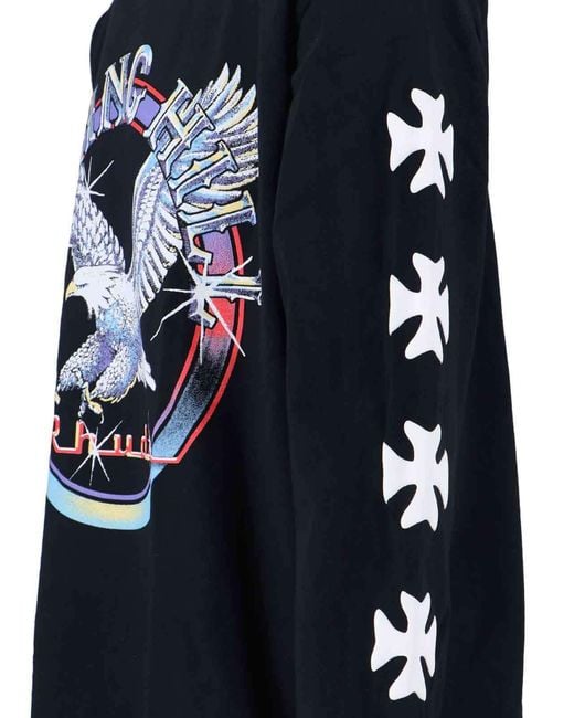 Rhude Blue Graphic Printed Long-Sleeved T-Shirt for men