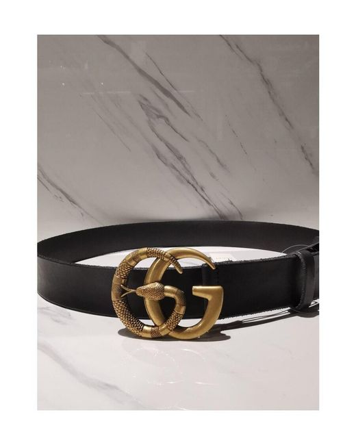 Gucci Black Double G Snake Buckle Belt for men