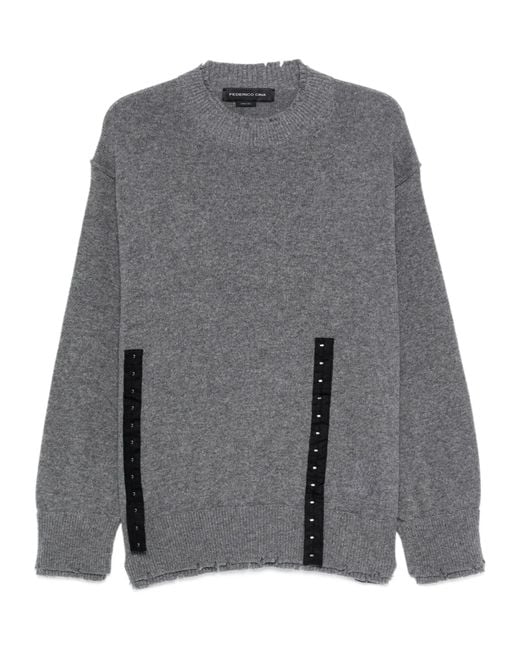 FEDERICO CINA Gray Raw-Edge Sweater