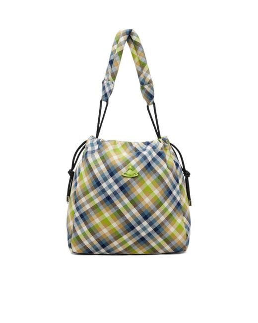 Vivienne Westwood Blue Woven Tartan Bucket Bag