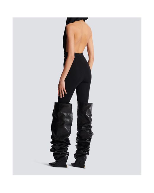 Balmain Blue Draped Bodysuit With Hood