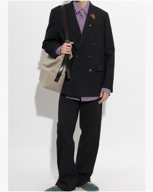 Dries Van Noten Purple Collared Long-Sleeved Shirt for men