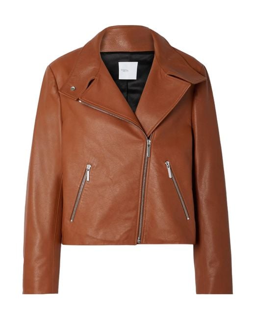 Rosetta Getty Brown Textured-Leather Biker Jacket