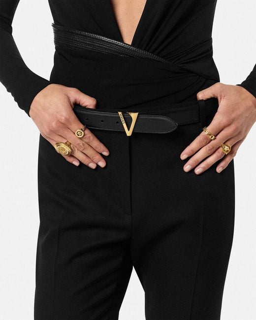 Versace White Logo-Engraved Buckle Belt