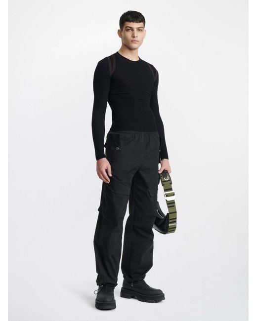 Dion Lee Black Harness-Detail Long-Sleeve T-Shirt for men