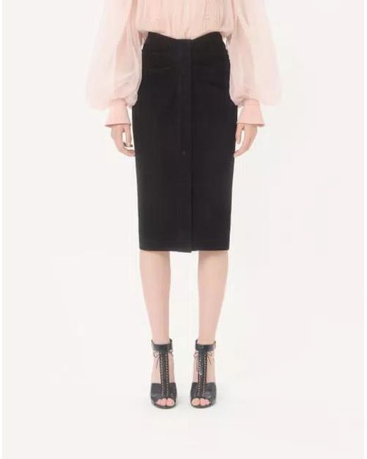Valentino Black Button Detailed Gathered Skirt