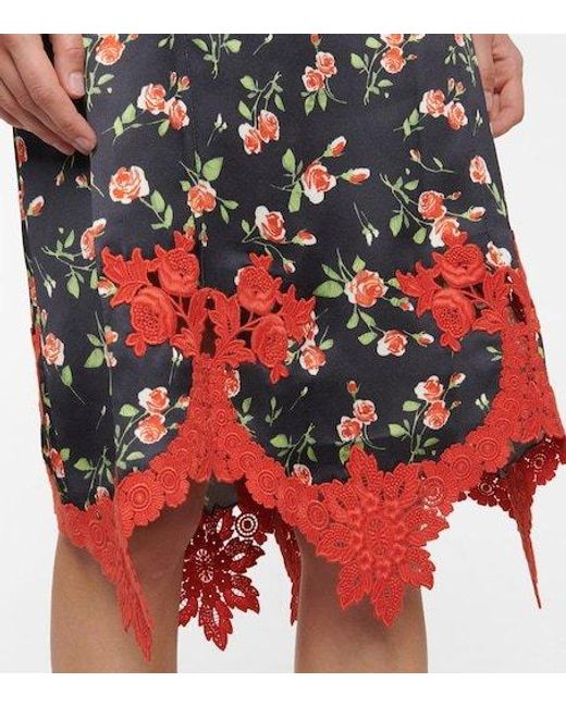 Rabanne Red Floral Printed Midi Dress
