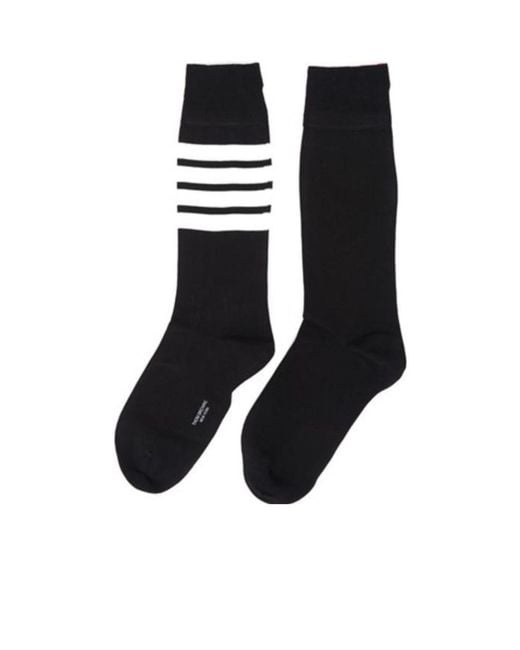 Thom Browne Black 4-Bar Striped Socks for men