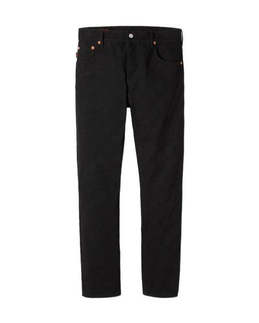 Gucci Black Gg Denim Jacquard Pants for men