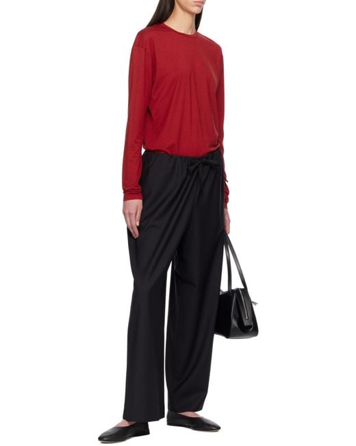 Totême Black Totême Drawstring-Waist Trousers