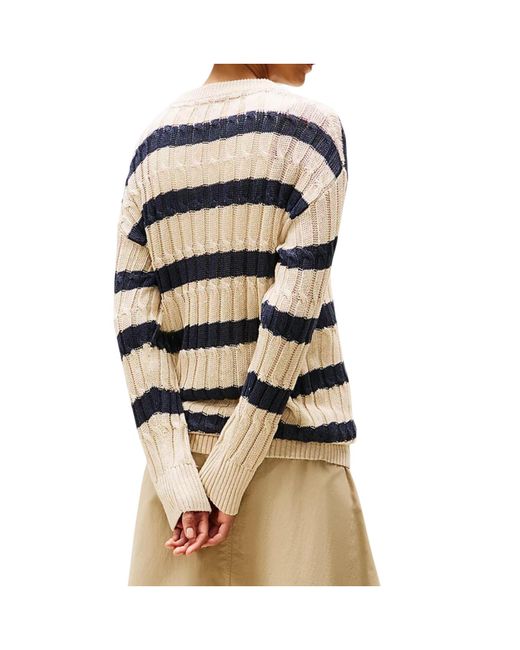 Tommy Hilfiger Natural Linen Blend Cable Knit Relaxed Jumper