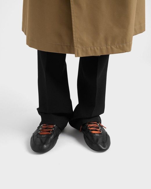 Prada Black Collapse Antiqued Nappa Leather Sneakers With Hooks for men