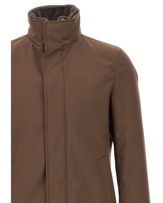 Herno Brown Stand-Collar Parka for men