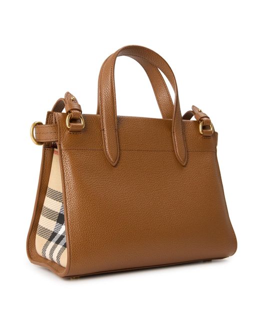 Burberry Brown Genuine Leather Top-Handle Tote Bag