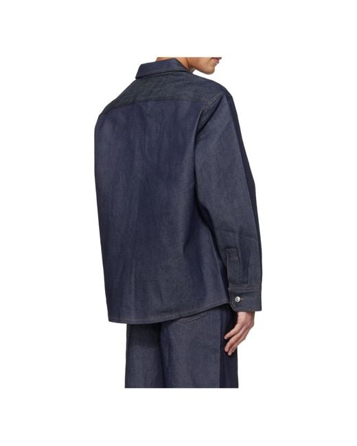 A.P.C. Blue Long-Sleeved Collared Denim Shirt for men