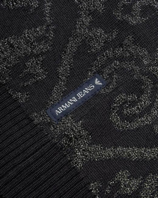Armani Jeans Black Logo Knitted Pullover