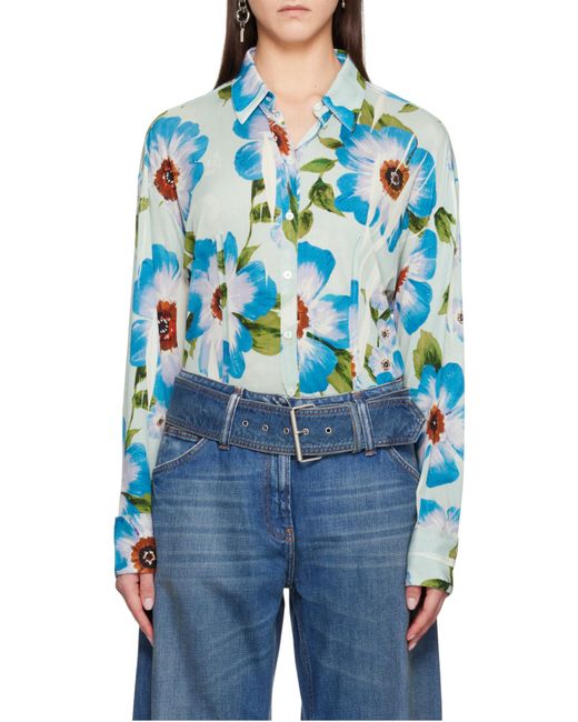 Acne Blue Floral-Print Shirt