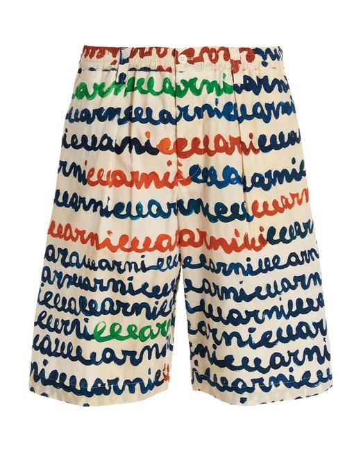 Marni Blue All-Over Print Shorts for men