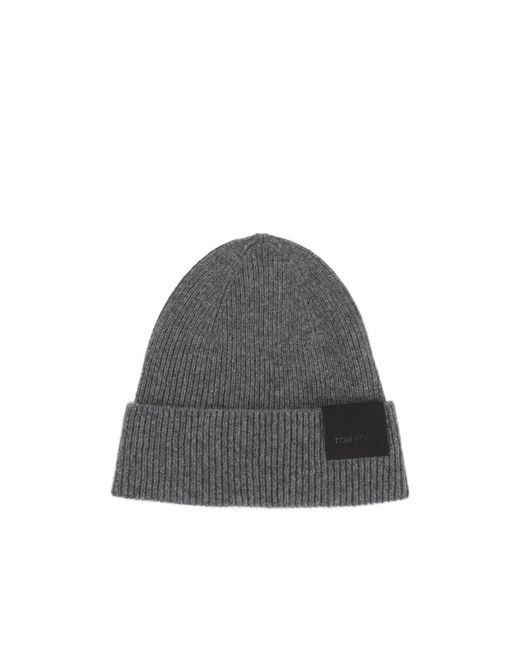 Tom Ford Gray Cuffed Knit Hat for men