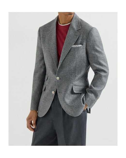 Brunello Cucinelli Blue Single-Breasted Blazer for men