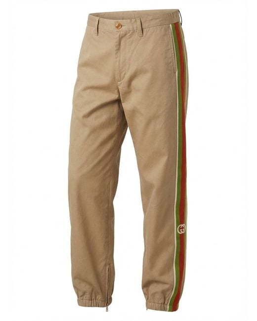 Gucci Natural Side Striped Trousers for men