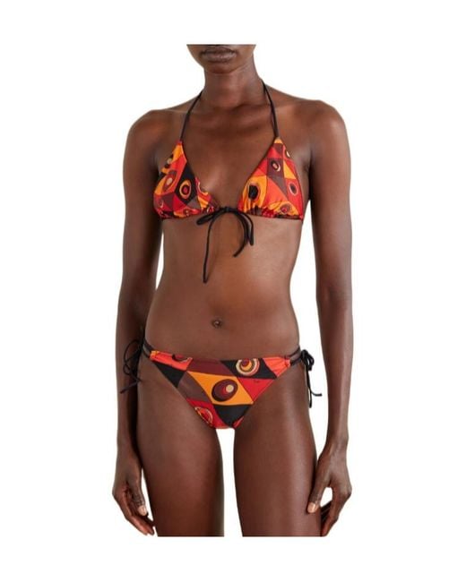 Emilio Pucci Red Printed Triangle Bikini Top