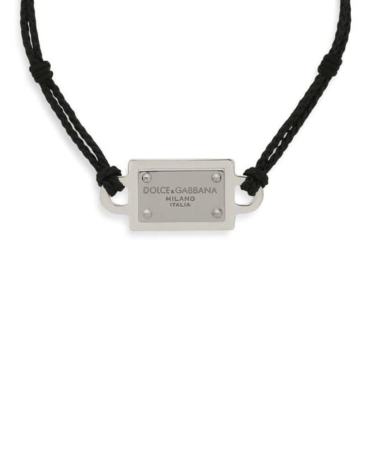 Dolce & Gabbana Metallic Logo Plaque Slide Bracelet for men