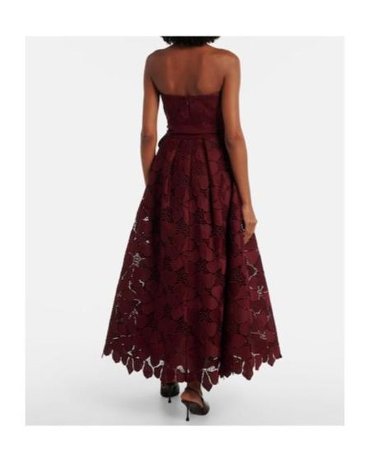 Elie Saab Red Silk-Blend Guipure Lace Cocktail Dress