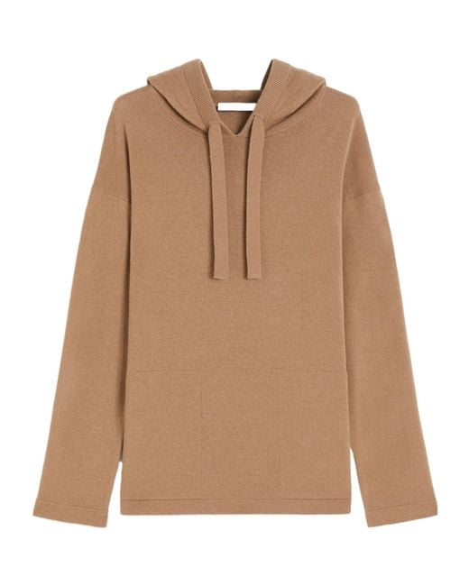 Max Mara Brown Eroico Drawstring Knitted Hoodie