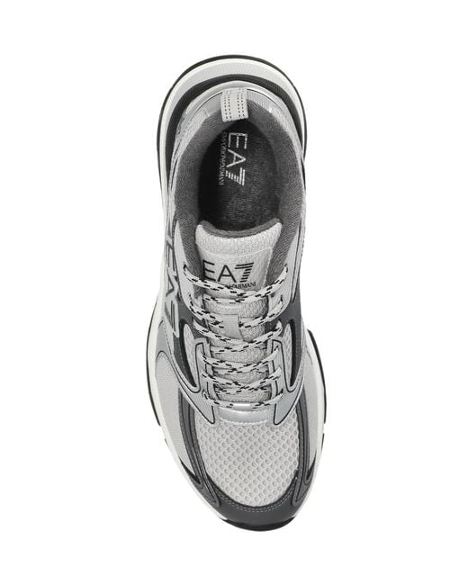 EA7 White Round-Toe Sneakers for men