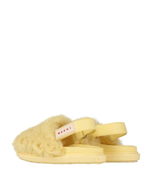 Marni Yellow Shearling Mules