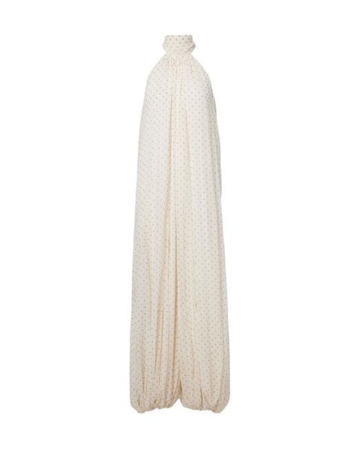 ROTATE BIRGER CHRISTENSEN White Polka-Dot Chiffon Jumpsuit