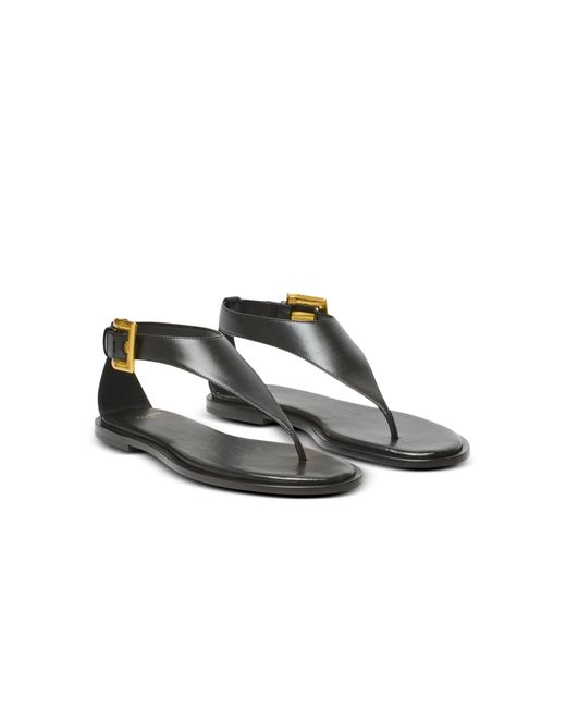 Balmain Brown Anthem Flat Toe-Post Sandals