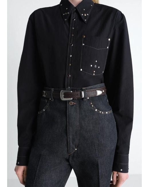 Lemaire White Studded Buckle Fastened Belt for men