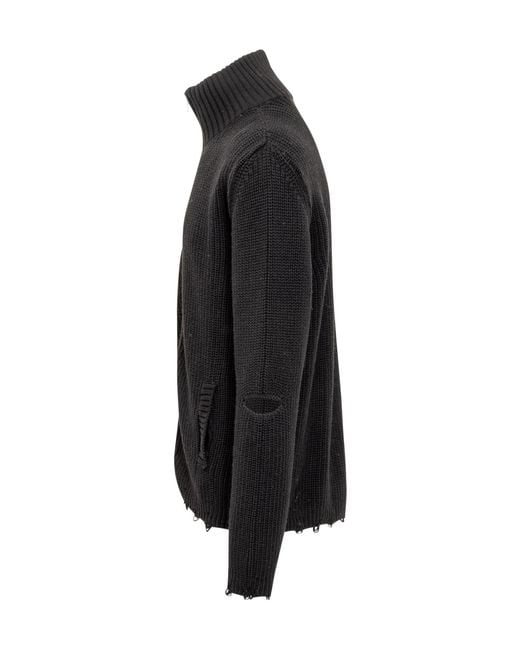 A PAPER KID Black Knitted Cardigan for men