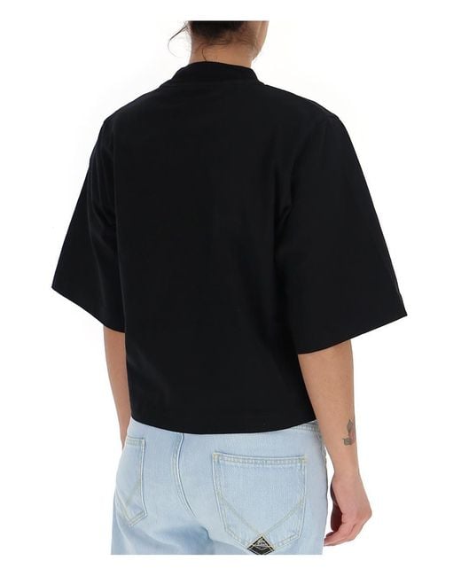 Palm Angels Black Bear Print Cropped T-Shirt