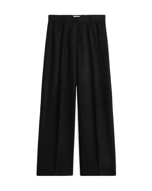 Totême Black Totême Pleated Wide-Leg Pants