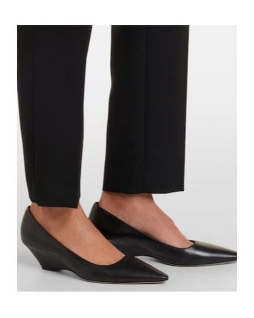 The Row Black Eranza Wool Straight Pants