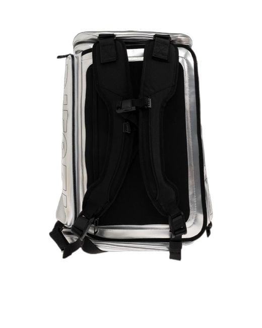 DIESEL Gray Logo Print Zip-Up Backpack for men