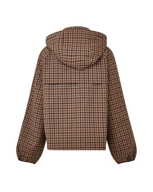 Barbour Brown Gingham Hooded Cropped Jacket