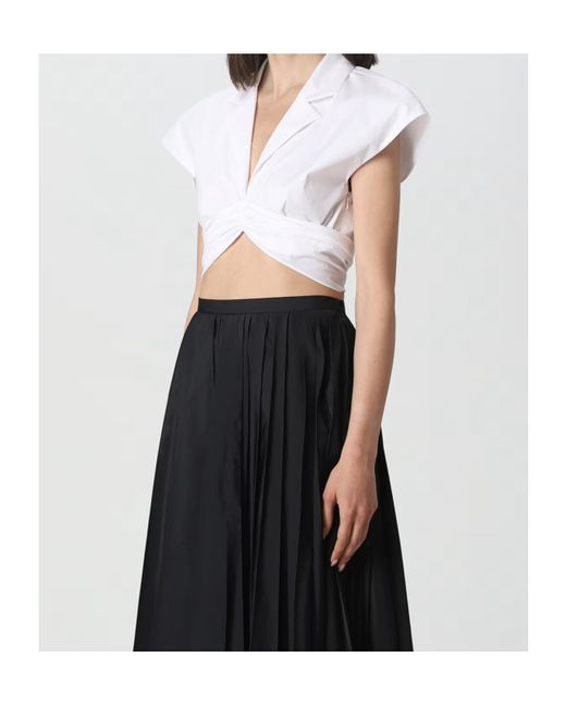 Philosophy Di Lorenzo Serafini White Tie Fastened Cropped Blouse