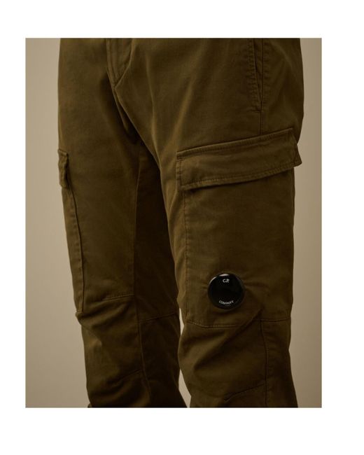 C P Company Green Cargo Pocket-Detail Trousers for men