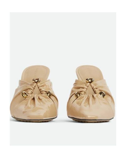 Bottega Veneta Natural Lacquered Leather High-Heeled Muller Shoes