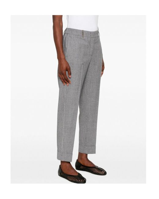 Peserico Gray Concealed-Closure Trousers