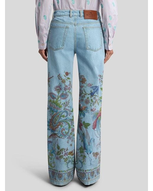Etro Blue Botanical Flared Jeans